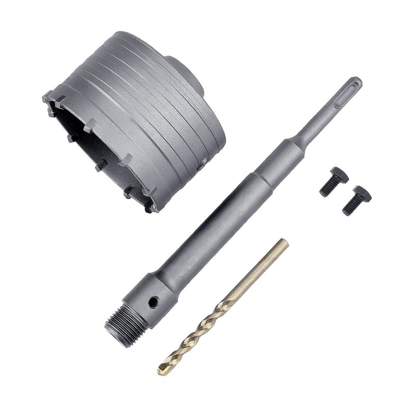 GUICGOC 76mm / 3 inch Concrete Hole Saw with 220mm SDS Plus Shank Connecting Rod, Tungsten Carbide Teeth (7.7mm x 4mm) Cement Hole Saw for Concrete Cement Brick Wall Stone (76mm (3 inch) - Image 2